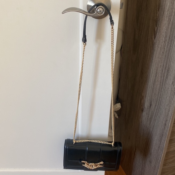 Zara Black Crossbody with Button Closure and Gold Chain Strap - Picture 2 of 5